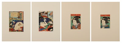 Lot 491 - FOUR JAPANESE UTUGAWA SCHOOL SHUNGA WOODBLOCK PRINTS