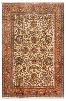 Lot 27 - A FINE SIGNED TABRIZ CARPET, NORTH-WEST PERSIA
