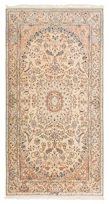 Lot 8 - A FINE PART SILK NAIN RUG, CENTRAL PERSIA