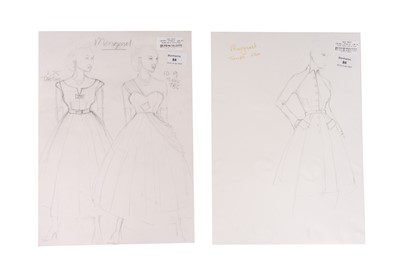 Lot 289 - MICHELE CLAPTON: COSTUME DRAWINGS FOR QUEEN ELIZABETH (CLAIRE FOY) AND PRINCESS MARGARET (VANESSA KIRBY), SEASON 1 OF THE CROWN