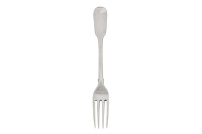Lot 335 - A George III sterling silver dessert fork, London 1815 by Paul Storr (1771 - 1844, reg. 12th Jan 1793)