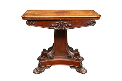 Lot 87 - A WILLIAM IV ROSEWOOD FOLDING CARD TABLE