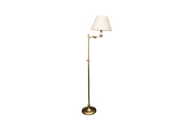Lot 275 - A BRASS ADJUSTABLE FLOOR LAMP, 20TH CENTURY
