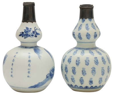 Lot 516 - TWO CHINESE BLUE AND WHITE DOUBLE-GOURD VASES