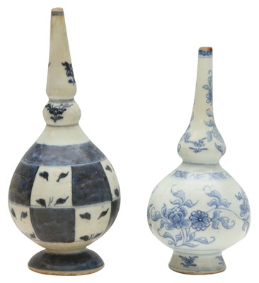 Lot 808 - TWO CHINESE BLUE AND WHITE ROSEWATER SPRINKLERS
