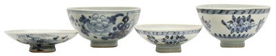 Lot 820 - TWO CHINESE BLUE AND WHITE BOWLS AND COVERS