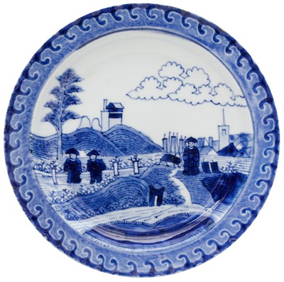 Lot 60 - A Chinese blue and white 'Scheveningen' dish, Qing dynasty, Kangxi period