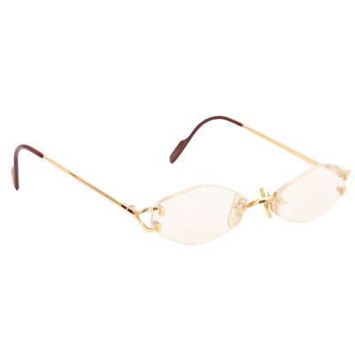 Lot 156 - Cartier Rimless Diamond Lozenger Prescription Glasses