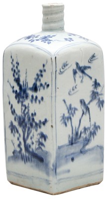 Lot 758 - A CHINESE BLUE AND WHITE SQUARE BOTTLE