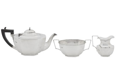 Lot 397 - A George V sterling silver three-piece tea and coffee service, Sheffield 1928 by George Wish and Co Ltd