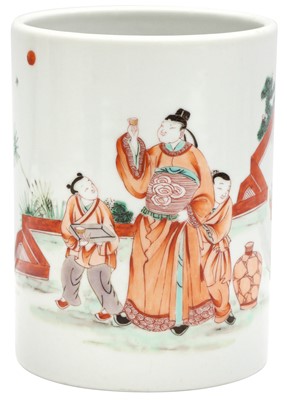 Lot 688 - A CHINESE ROUGE-DE-FER 'FIGURATIVE' BRUSH POT, BITONG