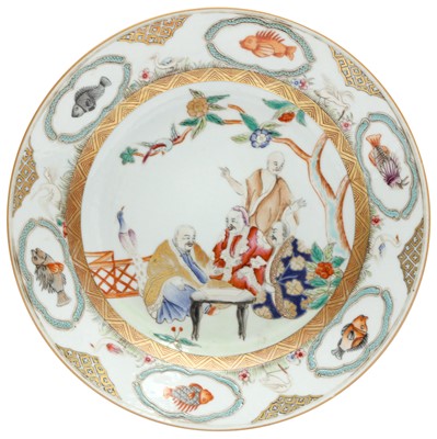 Lot 304 - A CHINESE EXPORT FAMILLE-ROSE 'DOCTOR'S VISIT' DISH