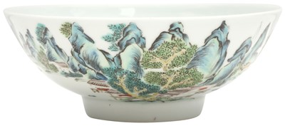 Lot 587 - A CHINESE QIANJIANG CAI 'LANDSCAPE' BOWL