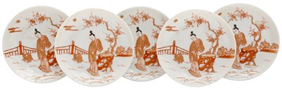 Lot 578 - A SET OF FIVE CHINESE ROUGE-DE-FER SAUCERS