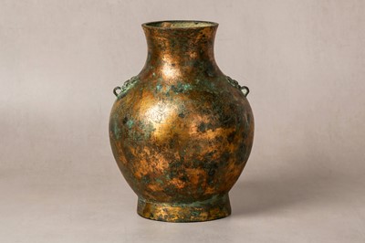 Lot 27 - A RARE CHINESE BRONZE INCISED VASE, HU