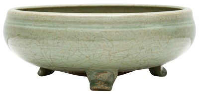 Lot 740 - A Chinese Longquan celadon-glazed censer, Ming dynasty