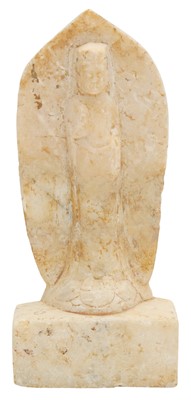 Lot 110 - A CHINESE CARVED MARBLE FIGURE OF A BODHISATTVA
