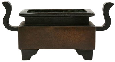 Lot 150 - A CHINESE BRONZE RECTANGULAR CENSER
