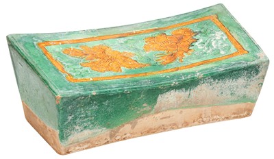 Lot 119 - A Chinese pottery sancai-glazed pillow, Liao dynasty