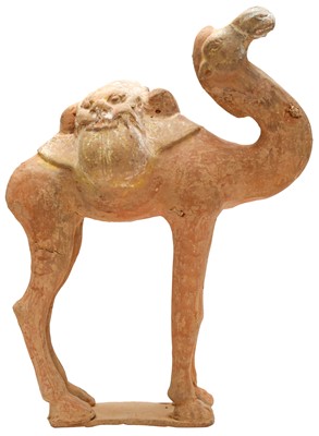 Lot 114 - A CHINESE POTTERY FIGURE OF A CAMEL