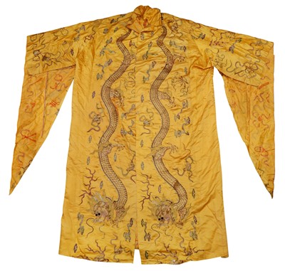 Lot 894 - A CHINESE YELLOW-GROUND UNPICKED ROBE