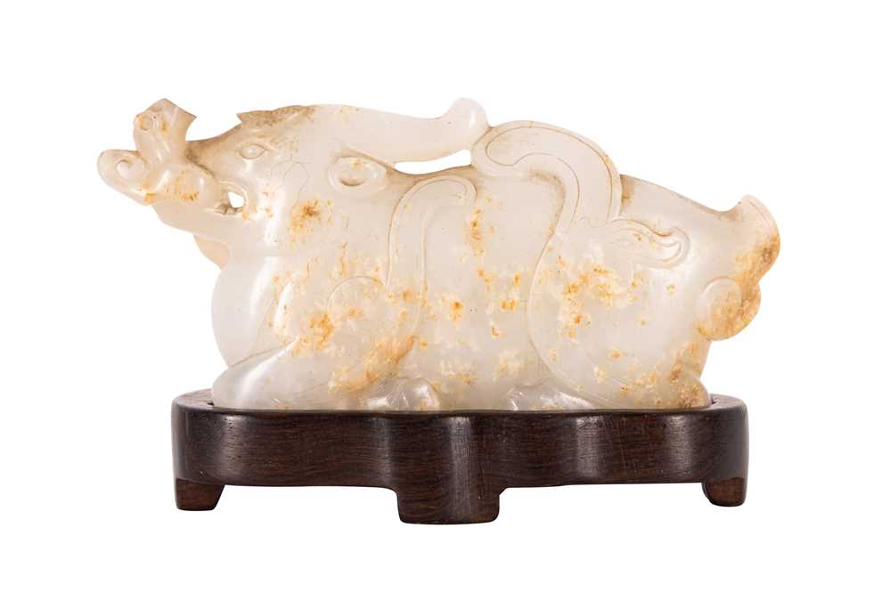 108 - A CHINESE PALE CELADON 'WATER BUFFALO' JADE CARVING