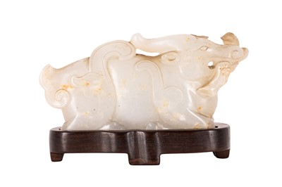 Lot 108 - A CHINESE PALE CELADON 'WATER BUFFALO' JADE CARVING