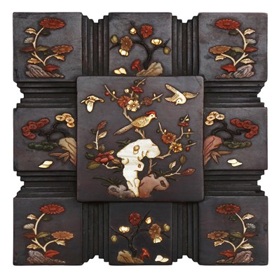 Lot 176 - A CHINESE HARDWOOD INLAID BOX AND COVER