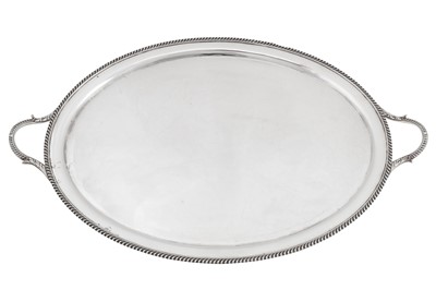 Lot 402 - A George V sterling silver twin handled tray, Sheffield 1924 by William Hutton and Sons
