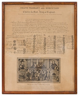Lot 25 - Fac-simile of the death-warrant and execution of Charles the First