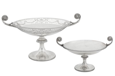 Lot 395 - An Edwardian sterling silver twin handled tazza or pedestal fruit dish, Sheffield 1901 by James Dixon and Sons