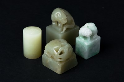 Lot 82 - A GROUP OF FOUR CHINESE JADE SEALS