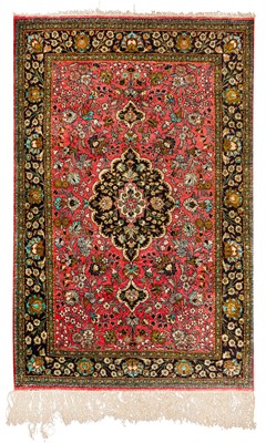 Lot 68 - A FINE SILK QUM RUG, CENTRAL PERSIA