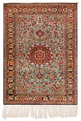 Lot 85 - A FINE SILK QUM RUG, CENTRAL PERSIA