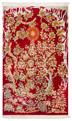 Lot 78 - AN EXTREMELY FINE SIGNED SILK QUM RUG, CENTRAL PERSIA