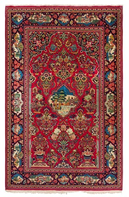 Lot 75 - A VERY FINE KASHAN PRAYER RUG, CENTRAL PERSIA