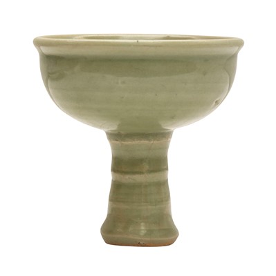 Lot 267 - A Chinese Longquan celadon-glazed stem bowl, Ming dynasty