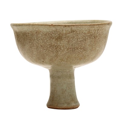 Lot 268 - A Chinese crackle-glazed stem bowl, Ming dynasty