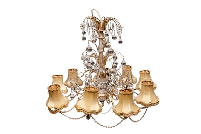 Lot 141 - A CONTINENTAL METAL AND GLASS NINE-LIGHT CHANDELIER, 20TH CENTURY