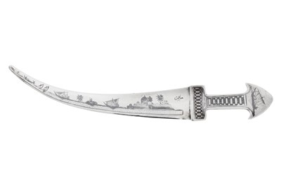 Lot 254 - A mid-20th century Iraqi silver and niello paper knife, Omara circa 1940, signed Barghash