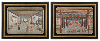 Lot 379 - TWO CHINESE 'FIGURATIVE' WATERCOLOUR PAINTINGS