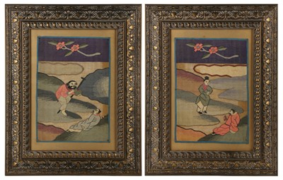 Lot 893 - TWO CHINESE SILK KESI 'FIGURATIVE' FRAMED PANELS