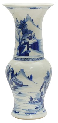 Lot 946 - A CHINESE BLUE AND WHITE 'DEER AND CRANE' VASE, YEN-YEN