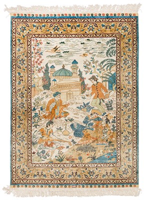 Lot 95 - A VERY FINE SIGNED SILK HEREKE RUG, TURKEY