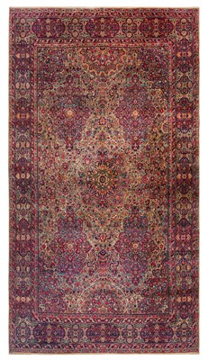 Lot 101 - AN ANTIQUE KIRMAN LAVER LARGE CARPET, SOUTH PERSIA