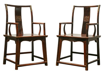 Lot 163 - A PAIR OF CHINESE HARDWOOD CHAIRS