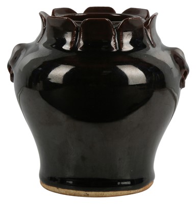 Lot 849 - A CHINESE BROWN-GLAZED FOLIATE JAR