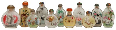 Lot 1035 - A GROUP OF TWELVE CHINESE INSIDE-PAINTED SNUFF BOTTLES