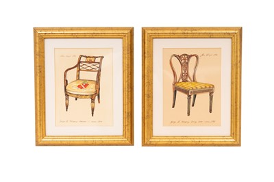 Lot 117 - A SET OF TEN WATERCOLOUR PAINTINGS OF ANTIQUE CHAIRS, ALAN WAUGH