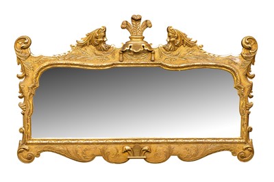 Lot 54 - A George II style giltwood overmantel mirror, late 19th century